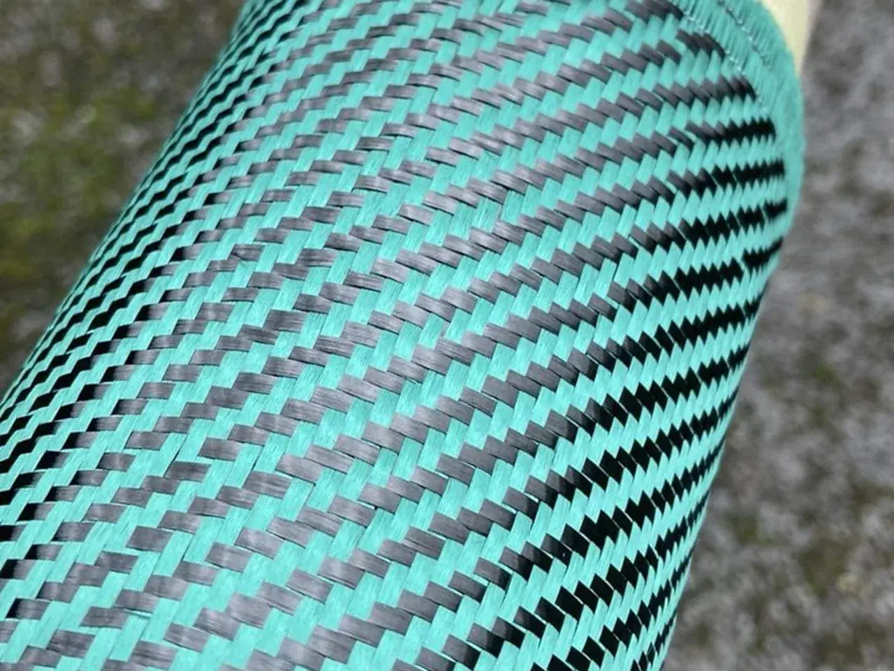 Green and black carbon fibre cloth used during the bonnet build